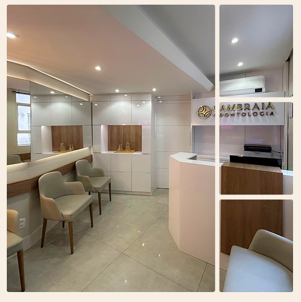 Recepção e ambientes da Cambraia Odontologia